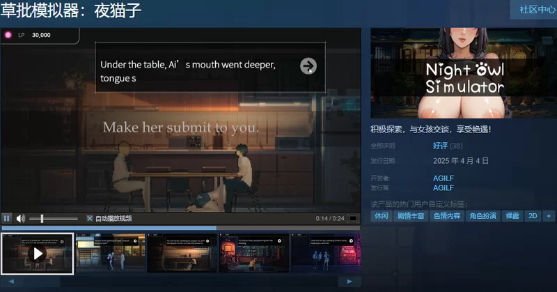 PC-SLG 沙盒/像素全动态 草批模拟器：夜猫子STEAM官中 [1+2.20GB][百度盘]